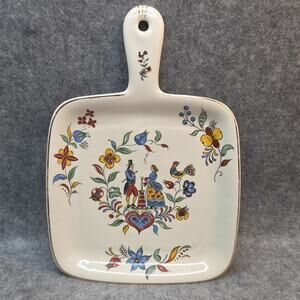 Iva-Lure Dairy Maid Pattern Plate Handle Ceramic Gold Trim Dutch Crooksville USA